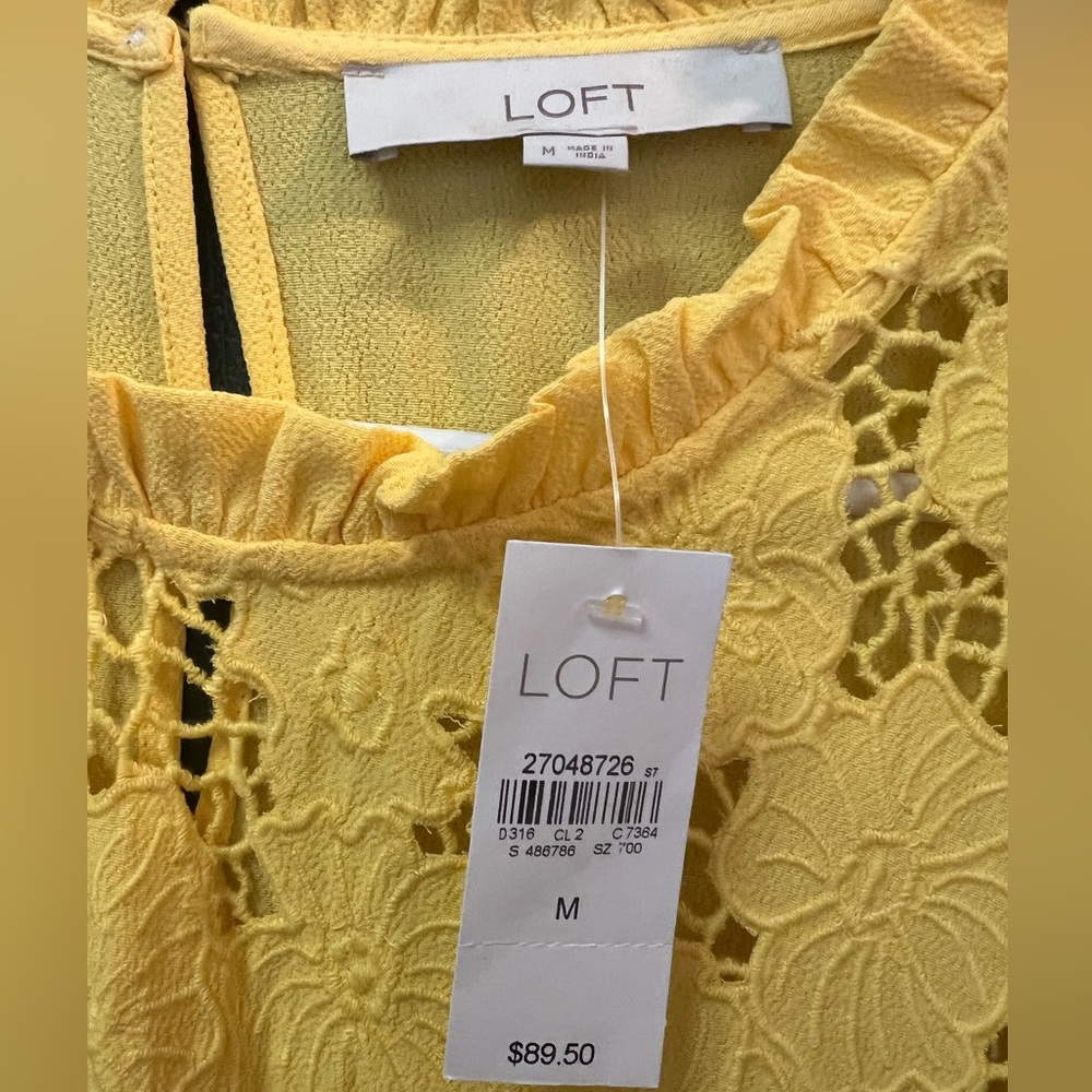 LOFT Yellow Eyelet Ruffle Dress - Picture 4 of 5